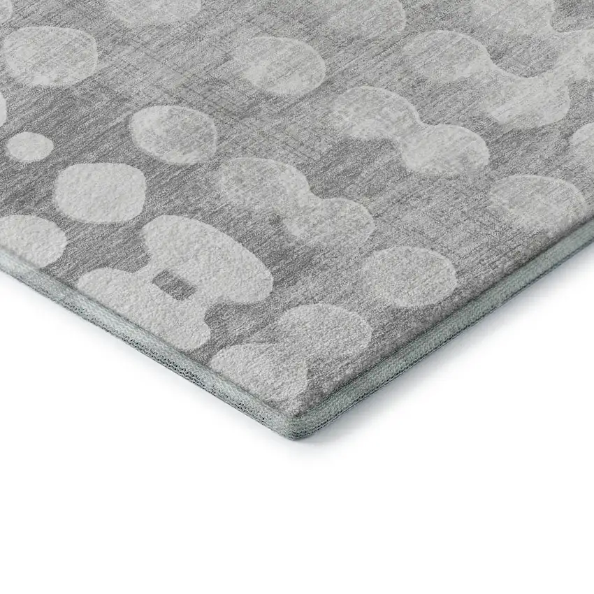 Gray And Ivory Polka Dot Washable Area Rug With UV Protection Photo 8