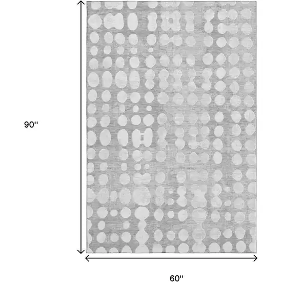 Gray And Ivory Polka Dot Washable Area Rug With UV Protection Photo 8