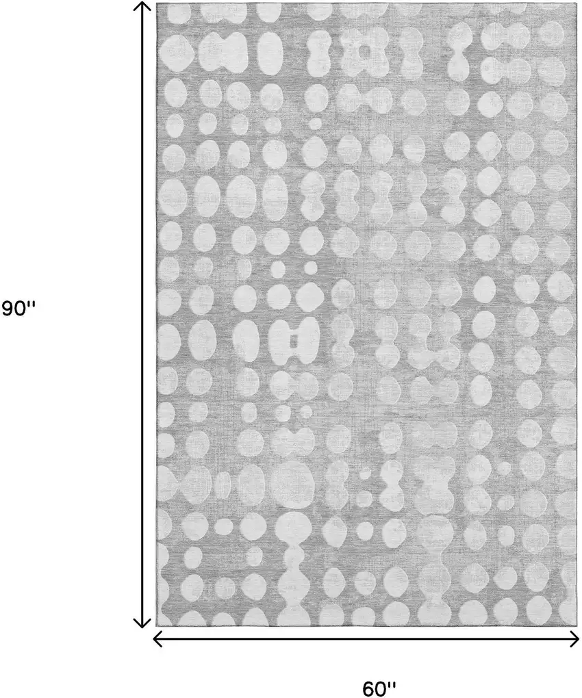 Gray And Ivory Polka Dot Washable Area Rug With UV Protection Photo 8
