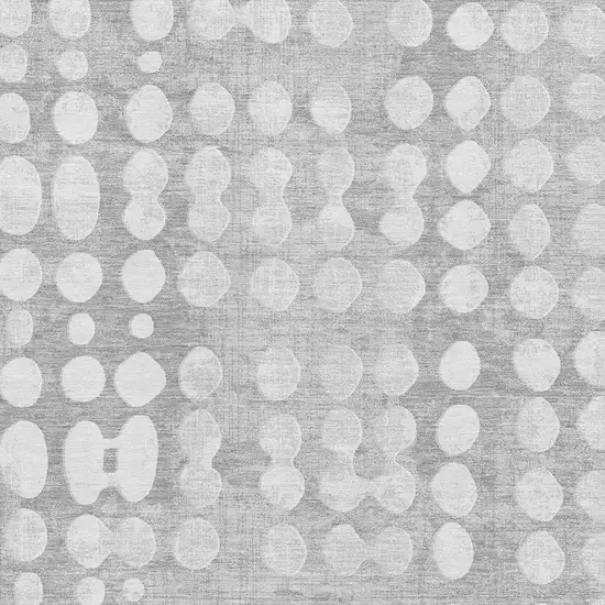 Gray And Ivory Polka Dot Washable Area Rug With UV Protection Photo 3