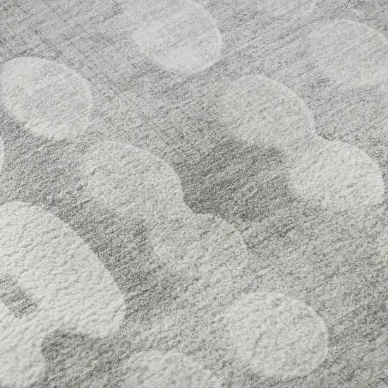 Gray And Ivory Polka Dot Washable Area Rug With UV Protection Photo 7