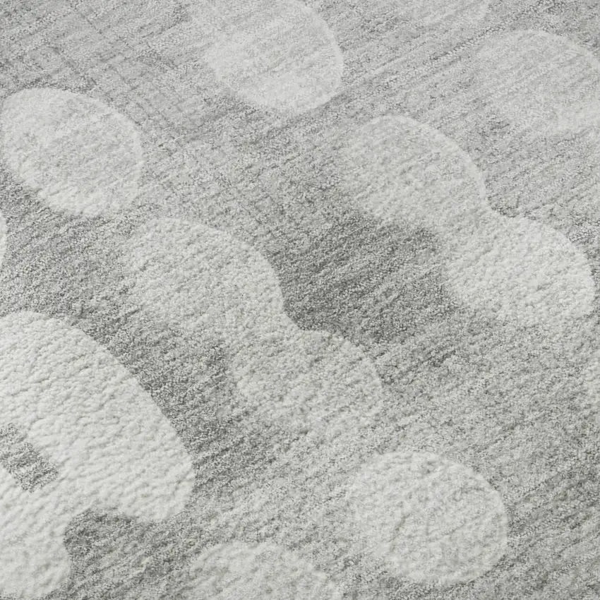 Gray And Ivory Polka Dot Washable Area Rug With UV Protection Photo 7