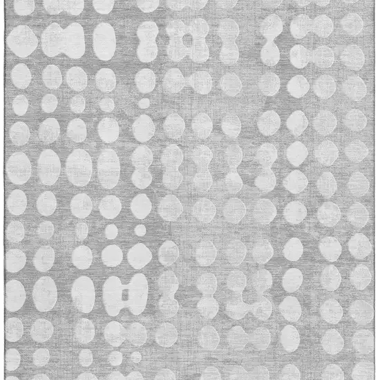 Gray And Ivory Polka Dot Washable Area Rug With UV Protection Photo 4