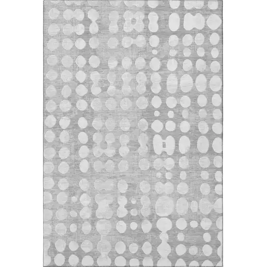 Gray And Ivory Polka Dot Washable Area Rug With UV Protection Photo 3