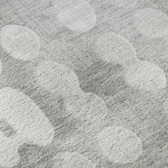 Gray And Ivory Polka Dot Washable Area Rug With UV Protection Photo 9