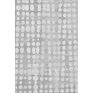 Photo of Gray And Ivory Polka Dot Washable Area Rug With UV Protection