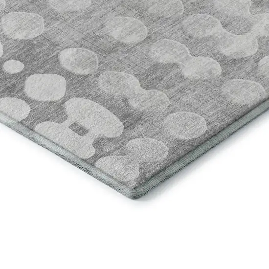 Gray And Ivory Polka Dot Washable Area Rug With UV Protection Photo 7