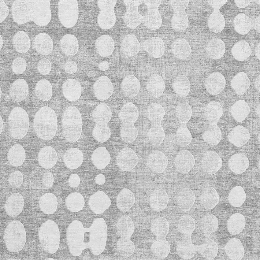 Gray And Ivory Polka Dot Washable Area Rug With UV Protection Photo 3