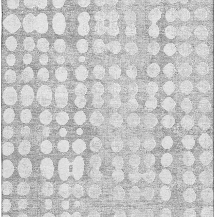 Gray And Ivory Polka Dot Washable Area Rug With UV Protection Photo 4