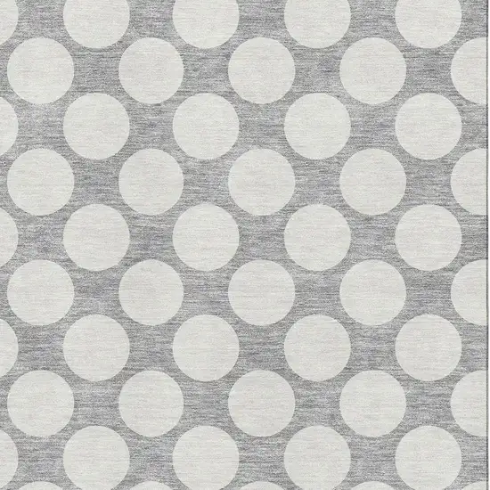 Gray And Ivory Polka Dot Washable Area Rug With UV Protection Photo 3