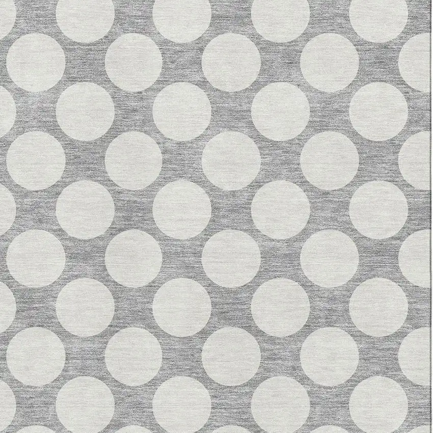 Gray And Ivory Polka Dot Washable Area Rug With UV Protection Photo 3