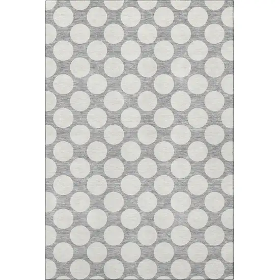 Gray And Ivory Polka Dot Washable Area Rug With UV Protection Photo 3