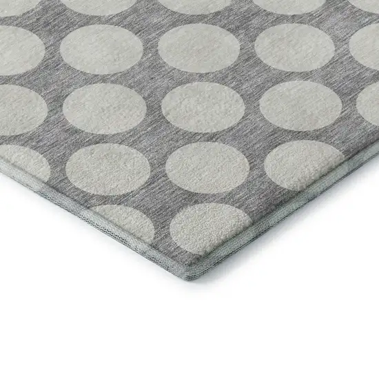 Gray And Ivory Polka Dot Washable Area Rug With UV Protection Photo 7