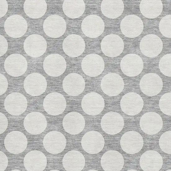 Gray And Ivory Polka Dot Washable Area Rug With UV Protection Photo 3