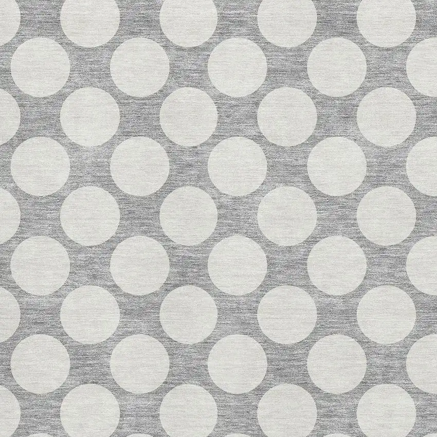 Gray And Ivory Polka Dot Washable Area Rug With UV Protection Photo 3
