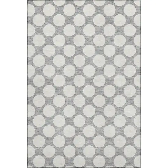 Gray And Ivory Polka Dot Washable Area Rug With UV Protection Photo 1