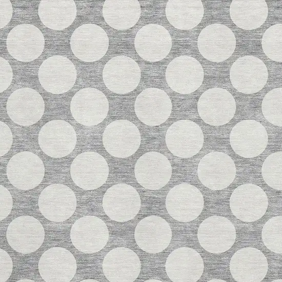 Gray And Ivory Polka Dot Washable Area Rug With UV Protection Photo 3