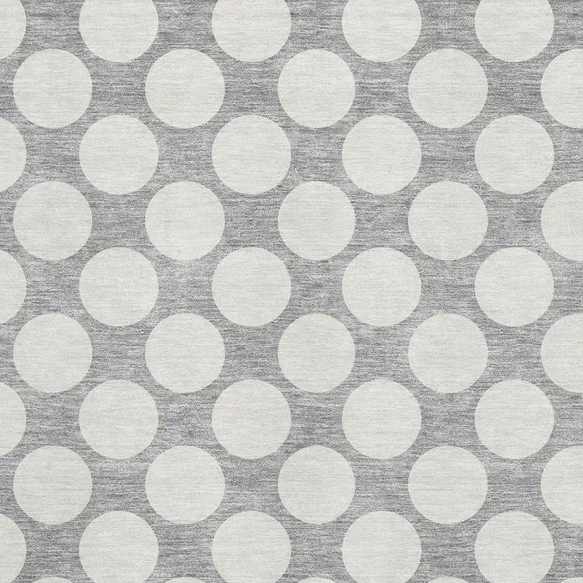 Gray And Ivory Polka Dot Washable Area Rug With UV Protection Photo 3