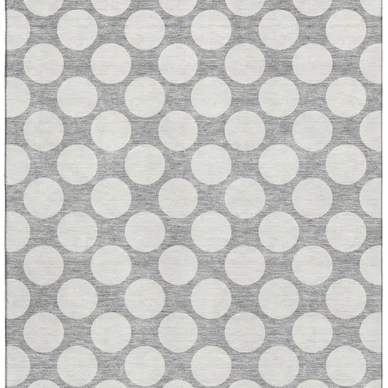 Gray And Ivory Polka Dot Washable Area Rug With UV Protection Photo 4