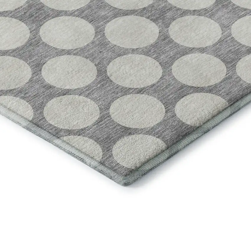 Gray And Ivory Polka Dot Washable Area Rug With UV Protection Photo 8