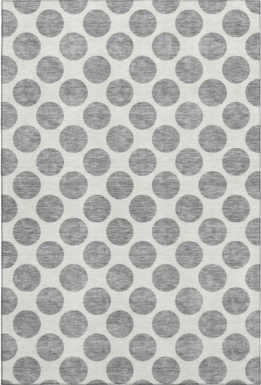 Gray And Ivory Polka Dot Washable Area Rug With UV Protection Photo 1