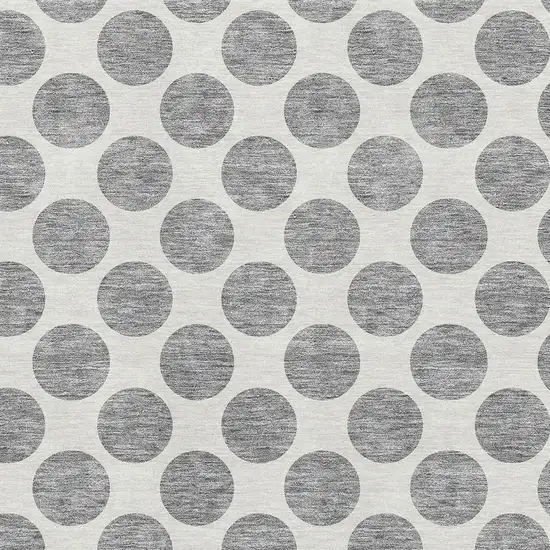Gray And Ivory Polka Dot Washable Area Rug With UV Protection Photo 2