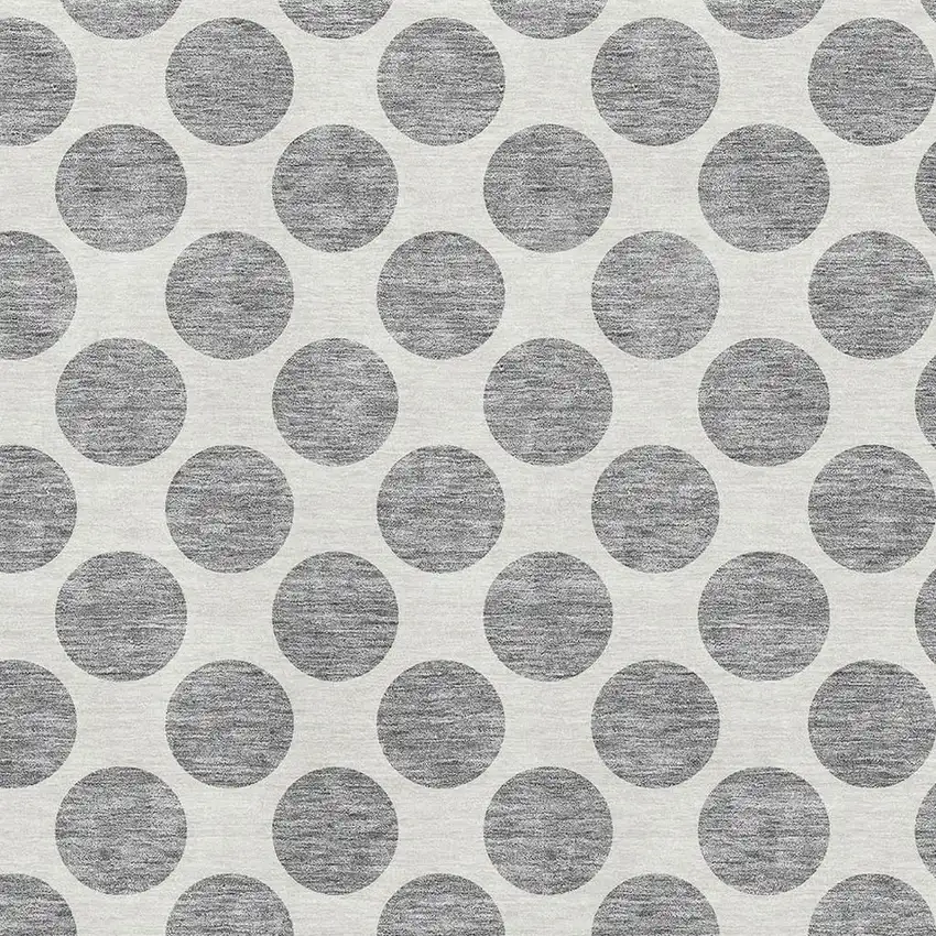 Gray And Ivory Polka Dot Washable Area Rug With UV Protection Photo 2