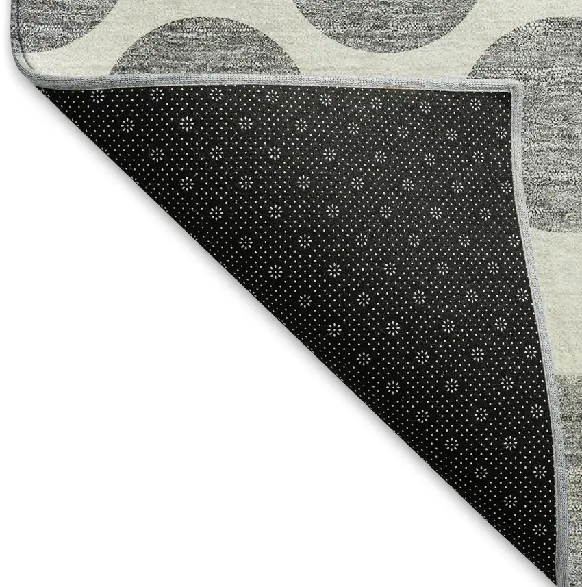 Gray And Ivory Polka Dot Washable Area Rug With UV Protection Photo 6