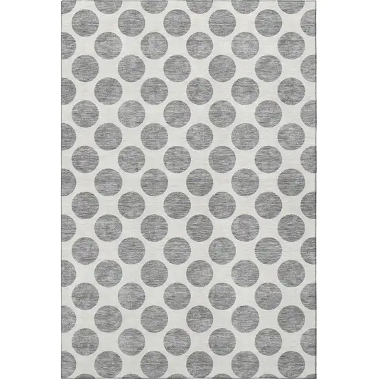 Gray And Ivory Polka Dot Washable Area Rug With UV Protection Photo 3