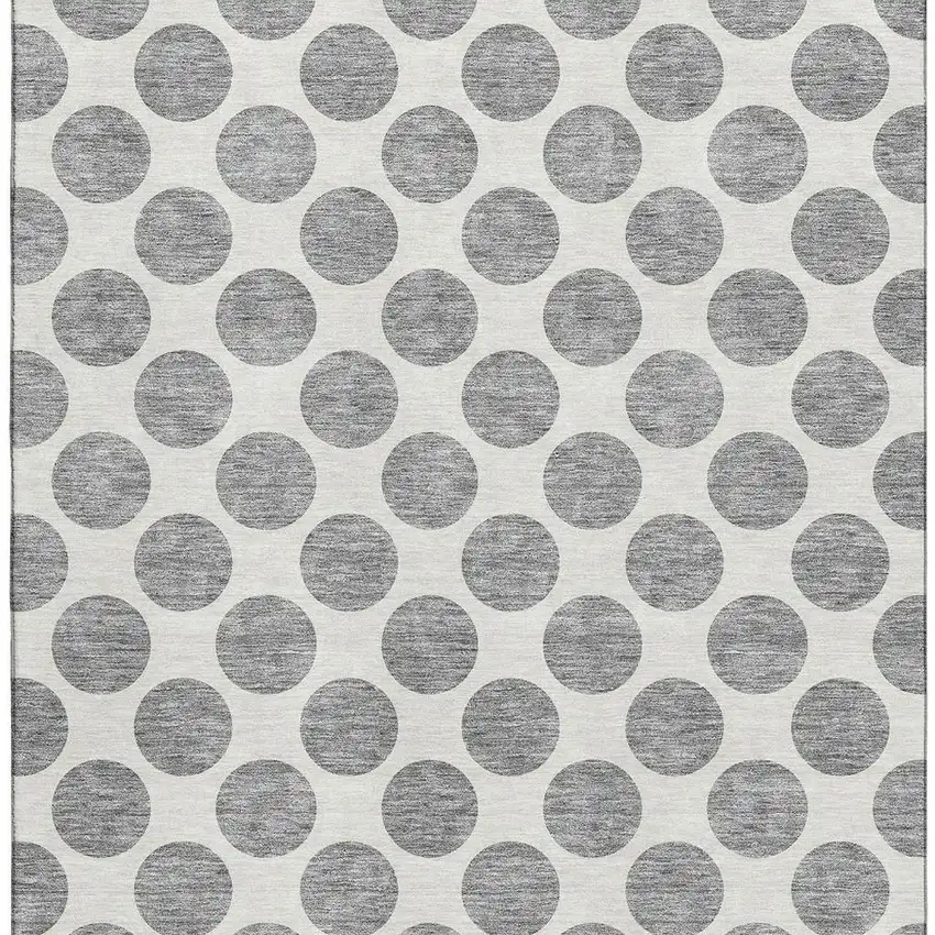 Gray And Ivory Polka Dot Washable Area Rug With UV Protection Photo 2
