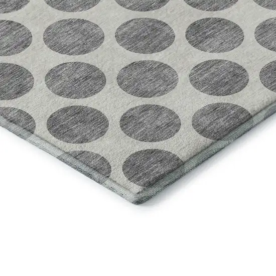 Gray And Ivory Polka Dot Washable Area Rug With UV Protection Photo 7
