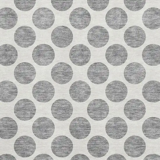 Gray And Ivory Polka Dot Washable Area Rug With UV Protection Photo 2