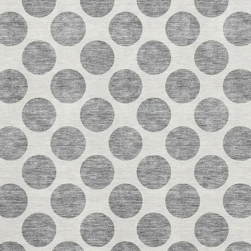 Gray And Ivory Polka Dot Washable Area Rug With UV Protection Photo 2
