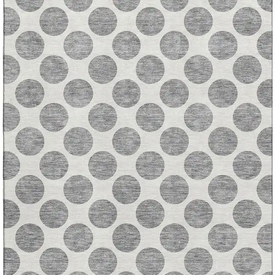 Gray And Ivory Polka Dot Washable Area Rug With UV Protection Photo 3