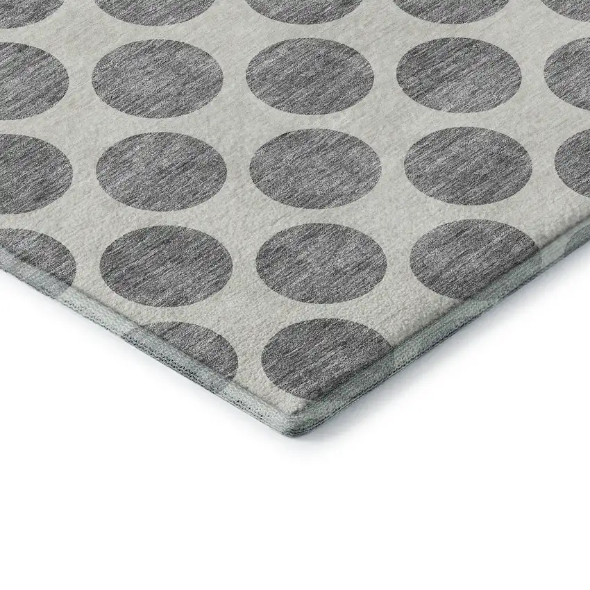 Gray And Ivory Polka Dot Washable Area Rug With UV Protection Photo 7