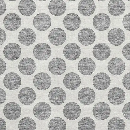 Gray And Ivory Polka Dot Washable Area Rug With UV Protection Photo 2