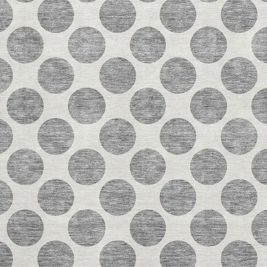 Gray And Ivory Polka Dot Washable Area Rug With UV Protection Photo 2