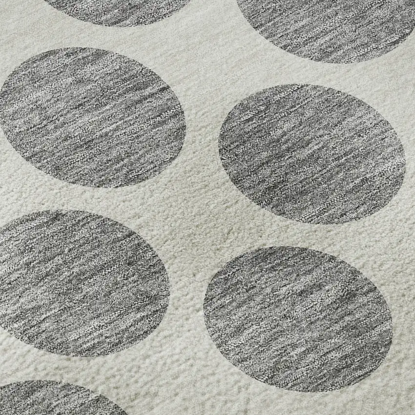 Gray And Ivory Polka Dot Washable Area Rug With UV Protection Photo 9