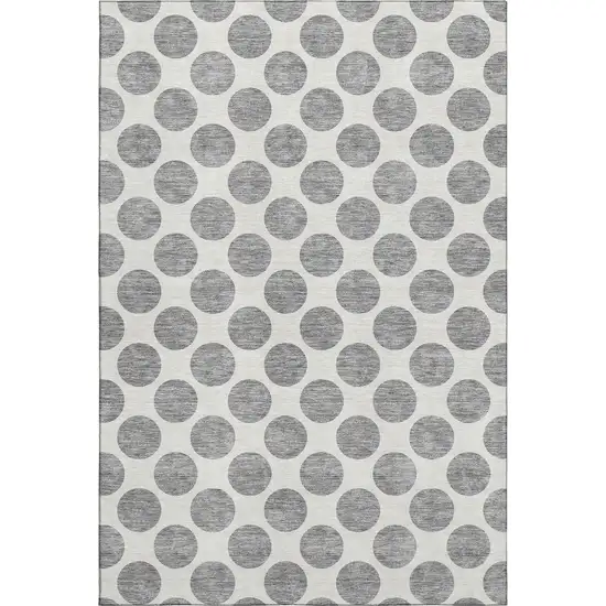 Gray And Ivory Polka Dot Washable Area Rug With UV Protection Photo 1
