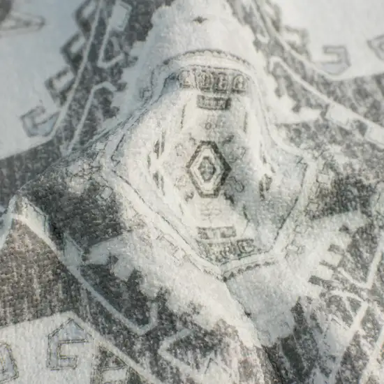 Gray And Ivory Southwestern Distressed Washable Area Rug Photo 9