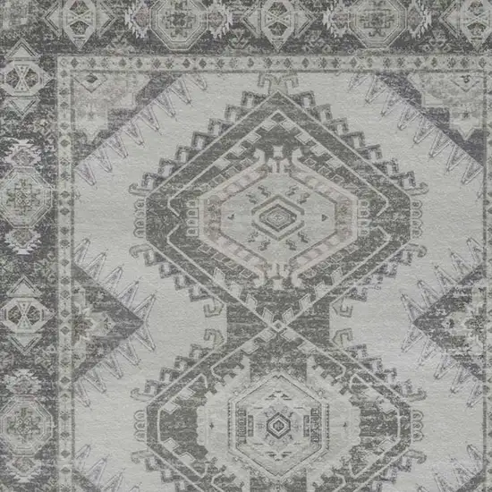 Gray And Ivory Southwestern Distressed Washable Area Rug Photo 3