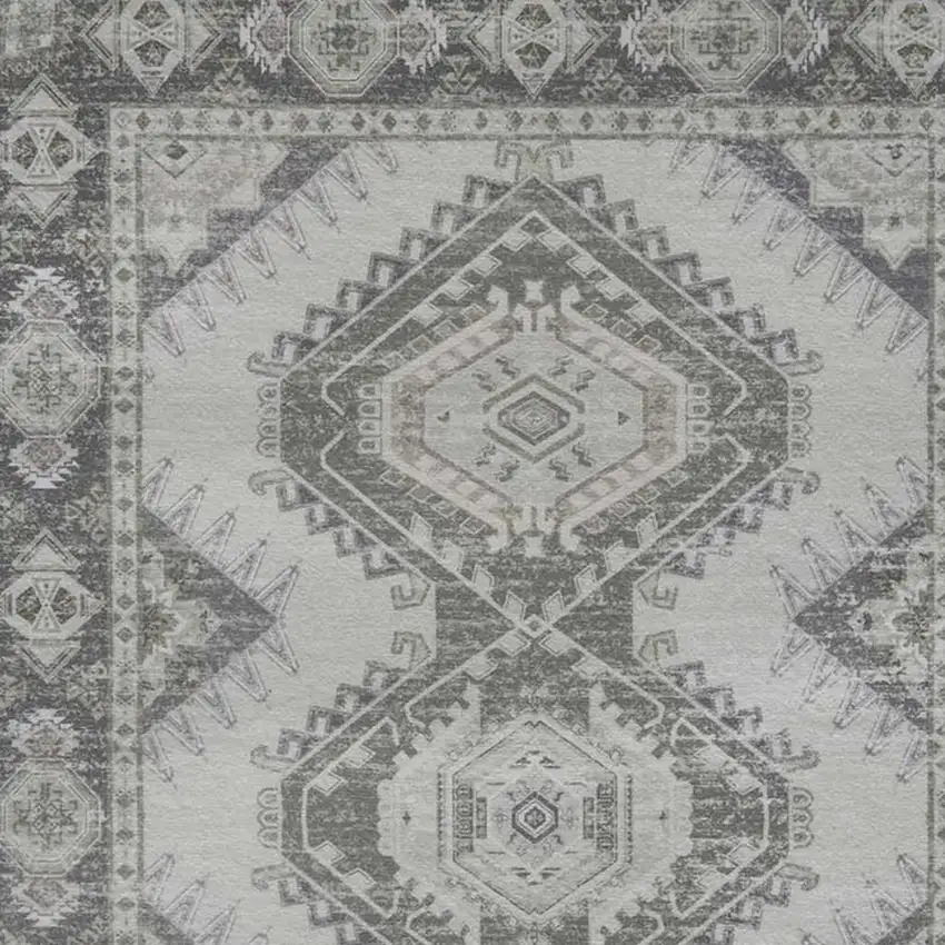 Gray And Ivory Southwestern Distressed Washable Area Rug Photo 3