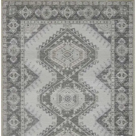 Gray And Ivory Southwestern Distressed Washable Area Rug Photo 4