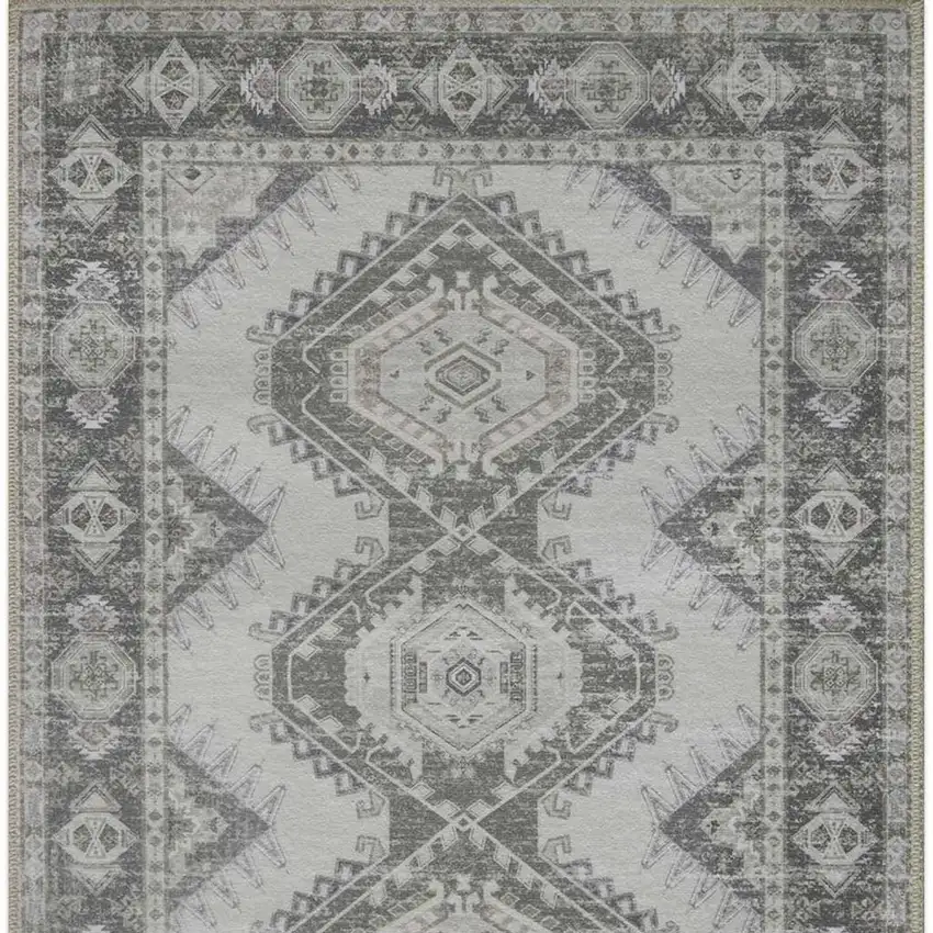 Gray And Ivory Southwestern Distressed Washable Area Rug Photo 4