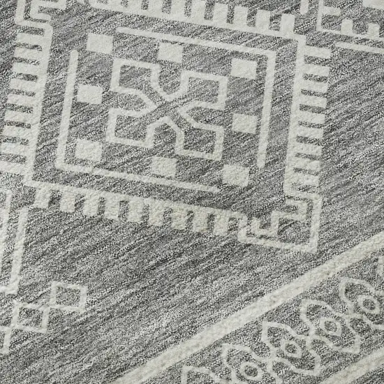 Gray And Ivory Southwestern Washable Area Rug With UV Protection Photo 9