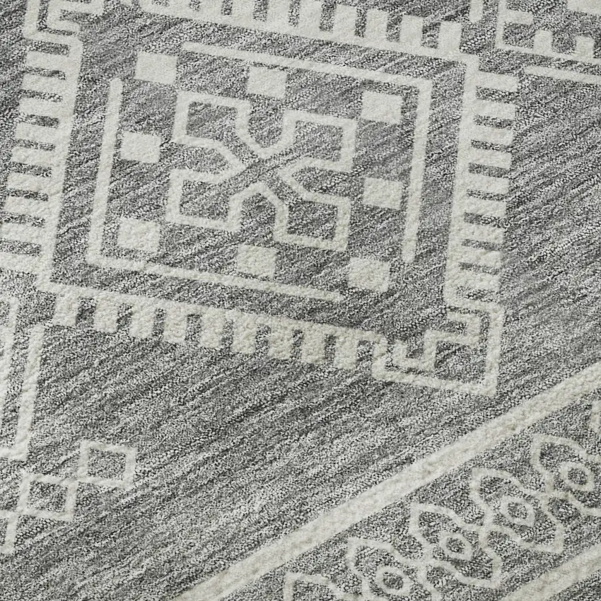 Gray And Ivory Southwestern Washable Area Rug With UV Protection Photo 9