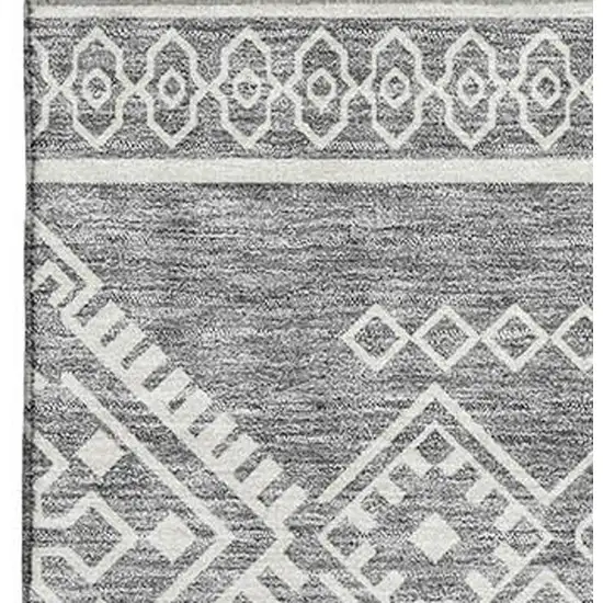 Gray And Ivory Southwestern Washable Area Rug With UV Protection Photo 4