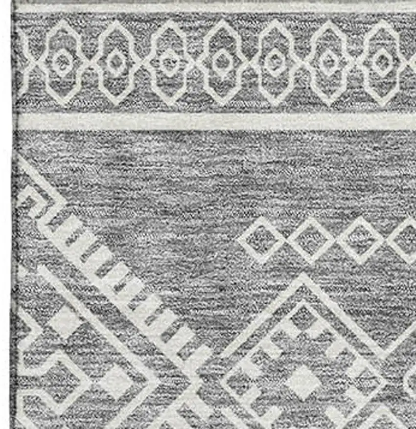 Gray And Ivory Southwestern Washable Area Rug With UV Protection Photo 4