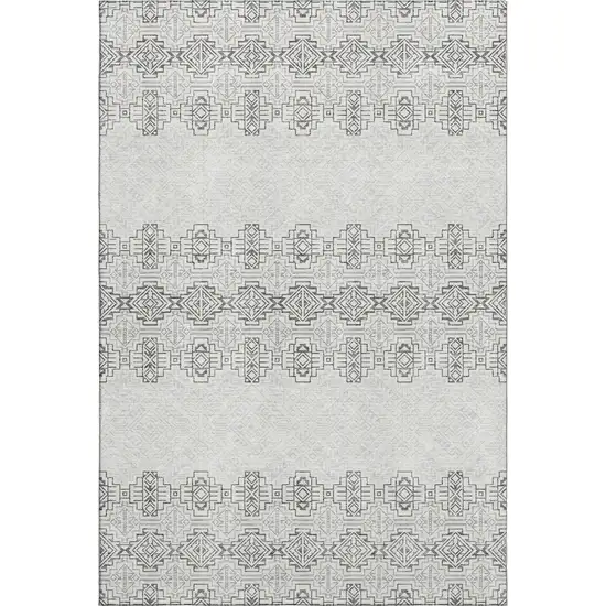 Gray And Ivory Southwestern Washable Area Rug With UV Protection Photo 1