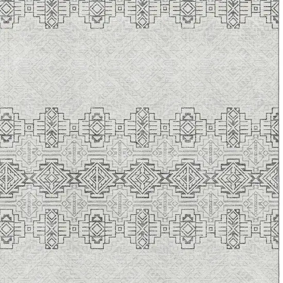 Gray And Ivory Southwestern Washable Area Rug With UV Protection Photo 2